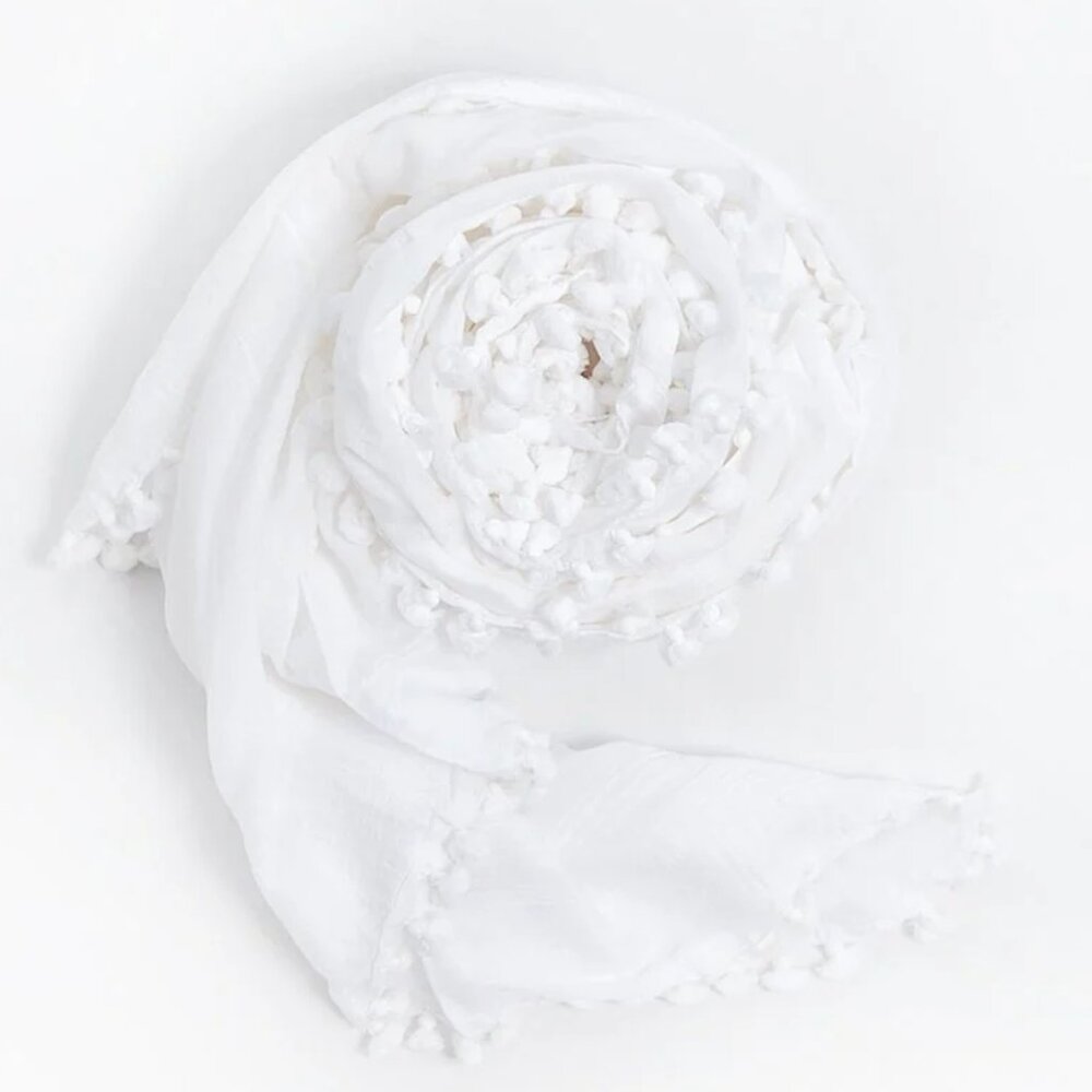 MATTA NY Dupatta Plain Silk Cotton Shawl, White